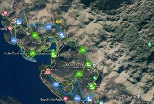 Interactive map of hiking and biking trails Banići - Slano - Majkovi